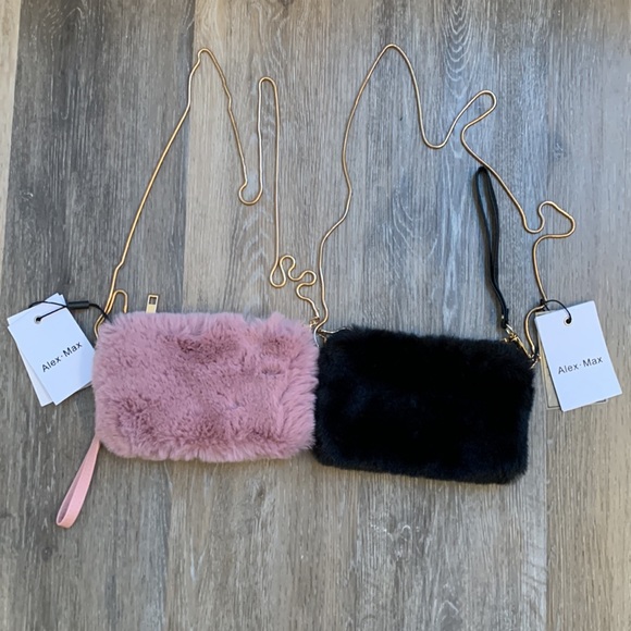 Alex Max set of (3) faux fur clutch/wristlet - Picture 4 of 4